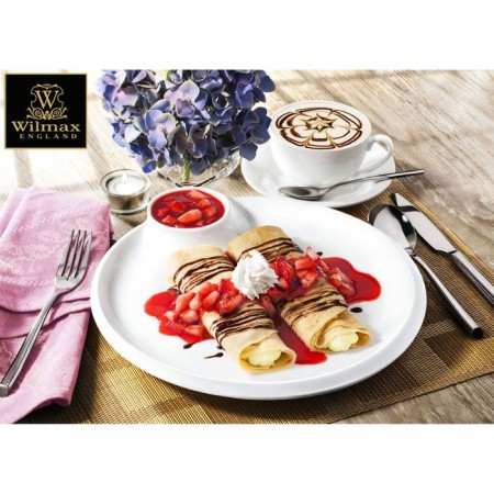 Tea steam porcelain Wilmax Olivia, 2 items: a cup 250 ml, a saucer d = 15 cm, white color-6
