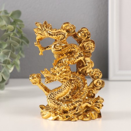 Neck Polystone "Dragon of Power and Wisdom" gold 4.5x8.5x12.2 cm