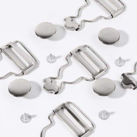Fasteners for overalls, with buttons, 25 mm, 10 pcs, silver color