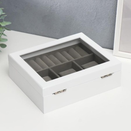 Casket wood for clock 3 divisions and jewelry "Snow White" 7.4x18x22 cm-4