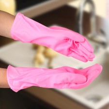 Gloves of household protective shares, super -strength, size L, PVC, 85 gr, pink color