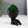 Kashpo concrete mini "Mr. Green in anticipation" with moss black 5.5x7x7 cm (moss green stabiliz)