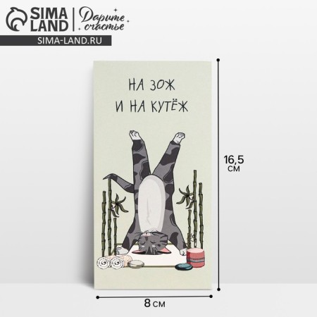 Money envelope "for healthy lifestyle and core", cat, 16.5 × 8 cm