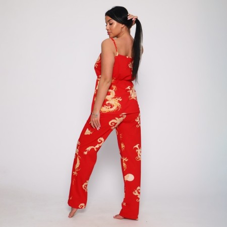 Female set (top/pants), red color, size 50-3