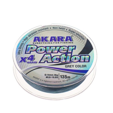 Akara Power Action X-4 cord, diameter 0.14 mm, test 9 kg, 135 m, gray