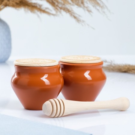 Set for honey No. 2 (0.25l + spoon for honey), terracotta-4