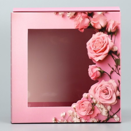 Gift-bearing box folding, packaging, “delicate roses”, 14 x 14 x 8 cm-5