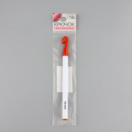 Knitting hook, d = 10 mm, 15 cm, white/red color-4