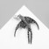 Brooch "Swallow with Pearl", black and white color in silver