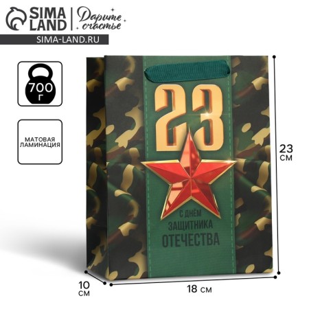 Gift laminated vertical, packaging, “Happy Defender of the Fatherland”, MS 18 x 23 x 10 cm