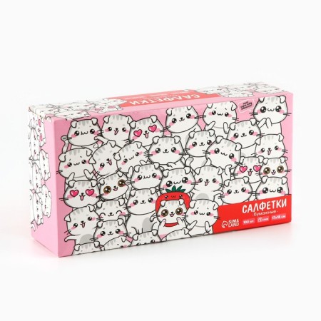 Paper napkins in the box "cats", 100 pcs, two -layer-1