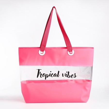 Bag Women's Beach Tropical Vibes, 50x35x11 cm, pink color-1