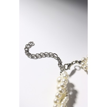 Beads "Pearls" burn, 3 threads, beads No. 4, 6, 8, milk color in silver, 38 cm-2
