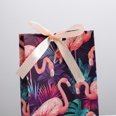 Gift package with tape, packaging, Flamingo, 13 x 23 x 7 cm-3