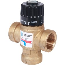 Клапан смесительный STOUT SVM-0110-166020, 3/4", внутренняя резьба, 35-60°С, KV 1,6
