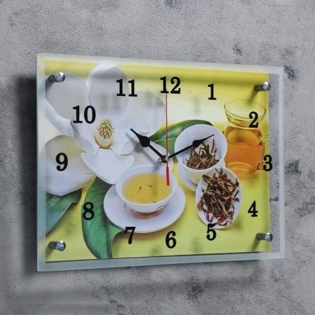 Carty clock is wall, series: flowers, "tea ceremony" 25x35 cm-5