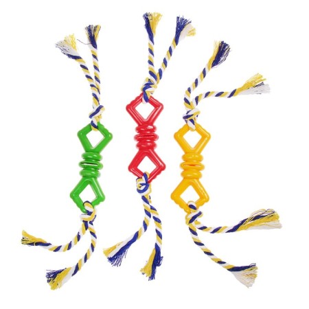 Chewing toy with rope "Bow", 11 cm, mix of flowers-3