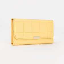 Women's wallet on the button, yellow color