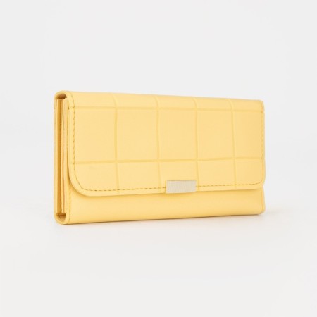 Women's wallet on the button, yellow color