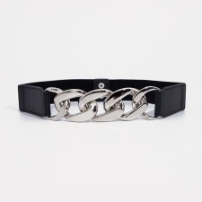 Women's belt on buttons, width 4 cm, black color
