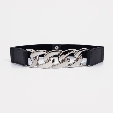 Women's belt on buttons, width 4 cm, black color