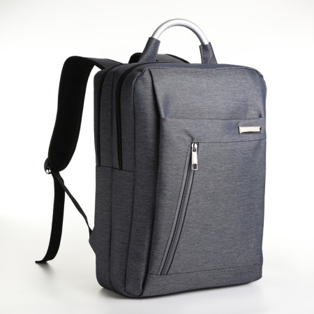 City backpack on a zipper, 2 pockets, with USB, gray color-2