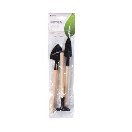 A set of garden tools, 3 objects: rake, 2 blades, length 24 cm, wooden handles, Greengo-11