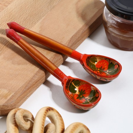 A spoon of wooden "Khokhloma", tea, mix-2