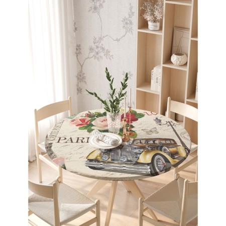 The tablecloth “Love Paris”, round, oxford, elastic band, size 140x140 cm, diameter 105-120 cm-2
