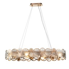 Suspended Indigo lamp, 12016/10p Gold. 10x60W, E14, 830x350x145/1145 mm, rain effect