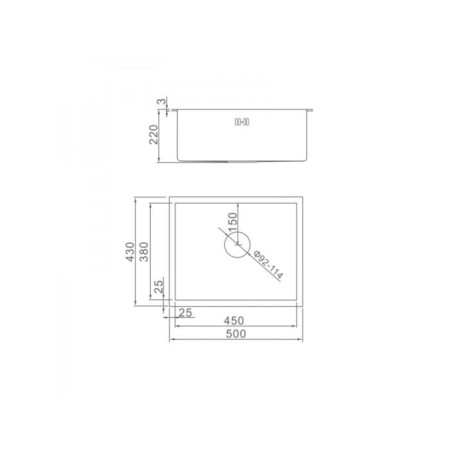 Kitchen sink Gerhans K35043, Soldeous, 500x430x220 mm, with siphon, glossy-7