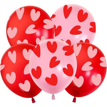 Latex ball 12 “Air Hearts”, red/OOZ, pastel, 5 tbsp., 25 pcs., Mix