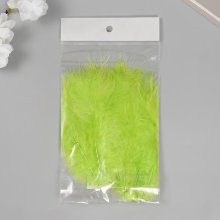 Pen of decorative goose downy "bright green" set 40 pcs h = 10-15 cm-3