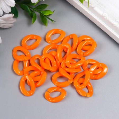 Decor for creativity plastic "Ring for the chain" Orange set 25 pcs 2.3x1.65 cm-2