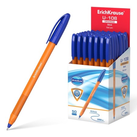 Ballic handle Erichkrause U-108 Orange Stick 1.0, Ultra Glide Technology, Blue Blue