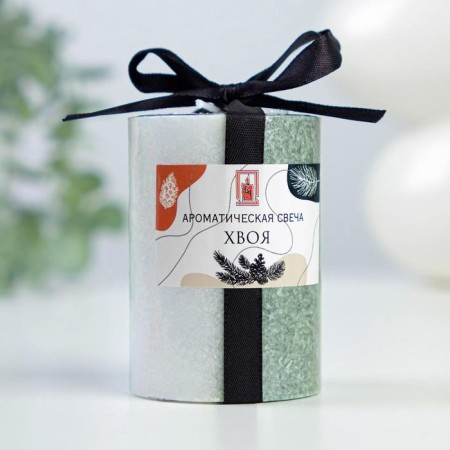 Candle cylinder 5x7.5cm, "crystalline pattern", coniferous