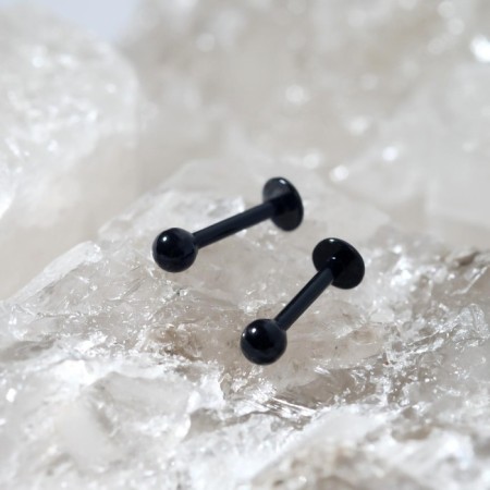Piercing Labret "Balls", set 2 pcs., L = 12 mm, black color