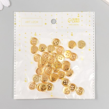 Buttons plastic 4 PROWLE "Gold" 1.2x1.2 cm set 40 pcs-3