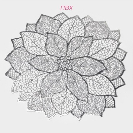 Set of serving napkins on the table “Flower”, 4 pcs, 43 × 43 cm, silver color-2