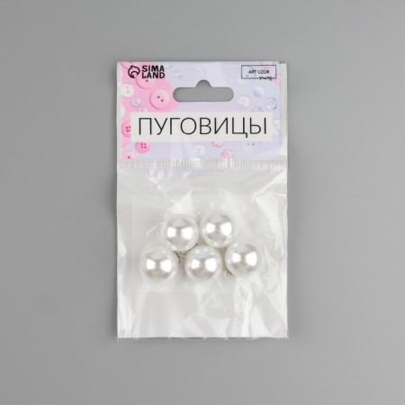 A set of buttons on the leg, d = 15 mm, 5 pcs, pearly/silver color-2