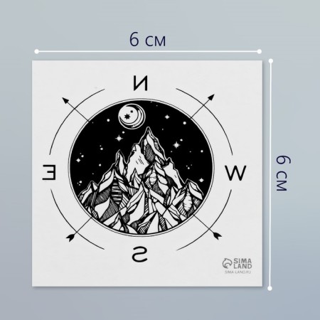 Tattoo on the body black "compass" 6x6 cm-1