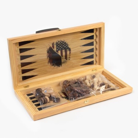 Board game 3 in 1 "Russia and America": chess, checkers, backgammon, wood, 50 x 50 cm-6