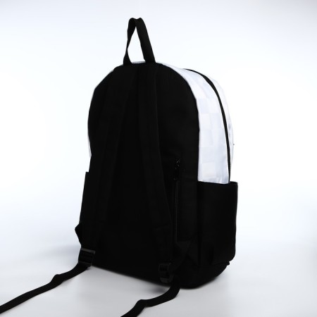 Youth backpack from textiles, 6 pockets, white/black color-3