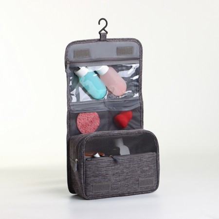 Cosmetic bag on Velcro, with hook, color gray color-4