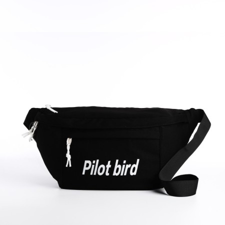 Bag on one shoulder with a zipper, 2 outer pockets, black color-2