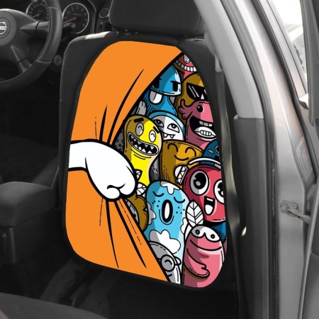 Накидка на сиденье автомобильное Cartage Добрые монстрики, ПВХ, 60 х 45 см, европодвес-6