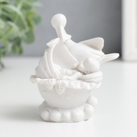 Figure Polystone "Stork with the baby" 7.5x5x6.2 cm-1