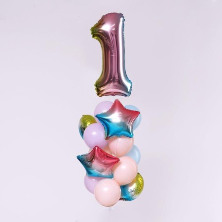A set of balloons “Birthday is tenderness. 1 year ”, foil, latex, 15 pcs.