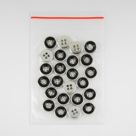 Button, 4 punctures, d = 12 mm, black/silver color-3