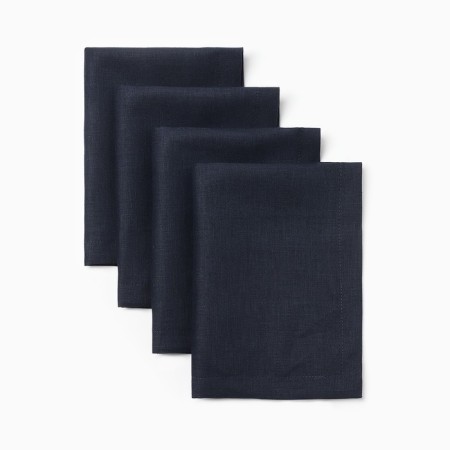 Set of Ethel Linen Collection Ethel 30x40 cm - 4 pcs, dark blue, 100% flax 170 g/m2-1